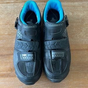 Shimano Sh-WM64L Pedaling Dynamics Cycling Shoes, Black/Blue, Women's size 39